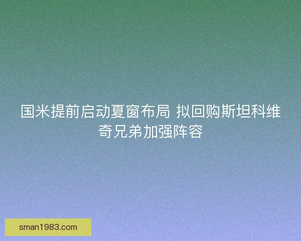 国米提前启动夏窗布局 拟回购斯坦科维奇兄弟加强阵容