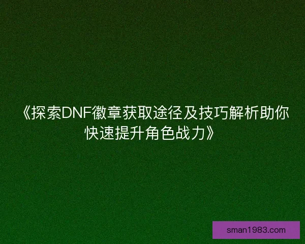《探索DNF徽章获取途径及技巧解析助你快速提升角色战力》